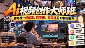 Ai视频创作大师班,市场唯一成体系、能变现、有实战的AI视频教学(更新2026)-聊项目