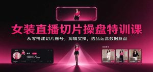 女装直播切片操盘特训课:从零搭建切片账号,剪辑实操,选品运营数据复盘-聊项目
