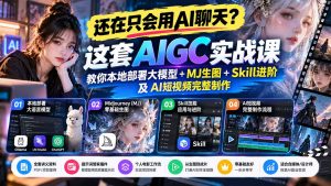 【无水印】还在只会用AI聊天？这套AIGC实战课教你本地部署大模型+MJ生图+Skill进阶及AI短视频完整制作-聊项目