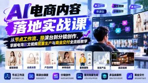 AI电商内容落地实战课:从节点工作流、导演台到分镜创作,掌握电商图文视频批量生产与商业交付全流程教学-聊项目