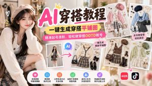 【无水印】AI穿搭教程｜一键生成穿搭平铺图，精准起号涨粉，轻松做穿搭OOTD账号-聊项目