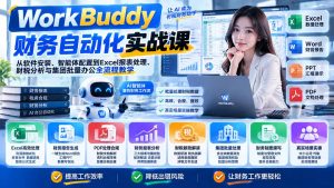 WorkBuddy财务自动化实战课:从软件安装、智能体配置到Excel报表处理、财税分析与集团批量办公全流程教学-聊项目