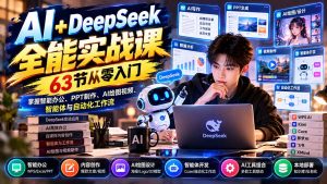 AI+DeepSeek全能实战课：63节从零入门，掌握智能办公、PPT制作、AI绘图视频、智能体与自动化工作流-聊项目