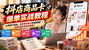 抖店商品卡爆单实战教程:从高潜力选品、爆款素材制作到搜索推广、新品起量与放量策略-聊项目