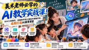 美术老师必学的AI教学实战课！从AI工具操作、动画制作到儿童美术课程开发，4周打造AI美育课堂-聊项目