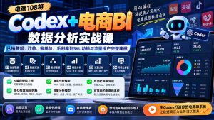 Codex+电商BI数据分析实战课-更新1026:从销售额、订单、客单价、毛利率到SKU动销与流量投产完整建模-聊项目