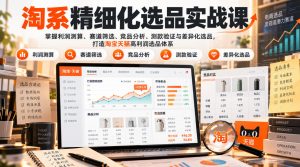 货架电商精细化选品实战课：掌握利润测算、赛道筛选、竞品分析、测款验证与差异化选品，打造淘宝天猫高利润选品体系-聊项目
